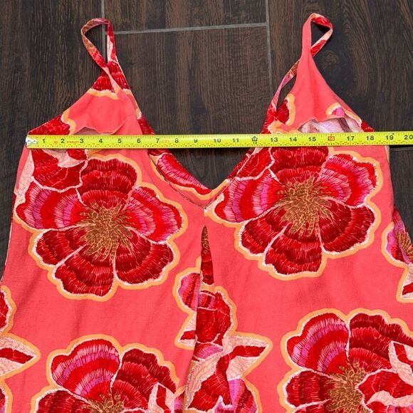 LOFT Textured Floral Linen Blend Strappy Maxi Dress SZ 10 - Picture 8 of 13